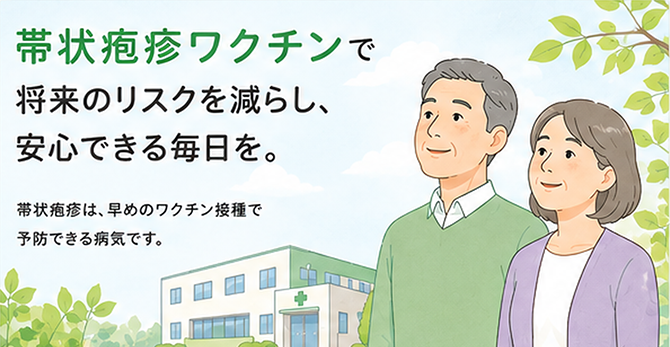 帯状疱疹ワクチンで将来のリスクを減らし、安心できる毎日を。帯状疱疹は、早めのワクチン接種で予防できる病気です。